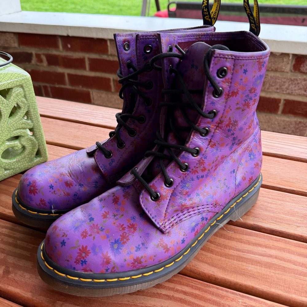 Dr. Martens 1460 Little Flowers Floral Meadow Leather Boots Womens 11 US - Picture 4 of 10
